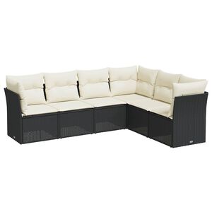 vidaXL Set Divano da Giardino 6 pz con Cuscini Nero in Polyrattan