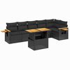 vidaXL Set Divani da Giardino con Cuscini 7pz Nero Polyrattan
