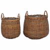 vidaXL Cestino per piante con archiviazione 2 pcs Marrone Rattan Lacak