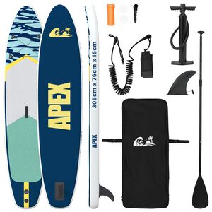 vidaXL Tavola da Paddle Inflabile APEX 305 x 76 x 15 cm Blu per