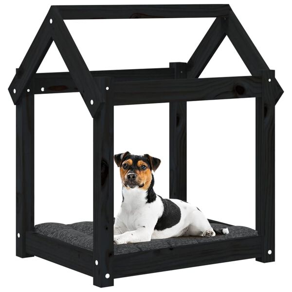 vidaXL Cuccia per Cani Nera 61x50x70 cm in Legno Massello di Pino