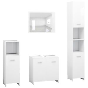 vidaXL Set Mobili da Bagno 4 pz Bianco in Legno Multistrato