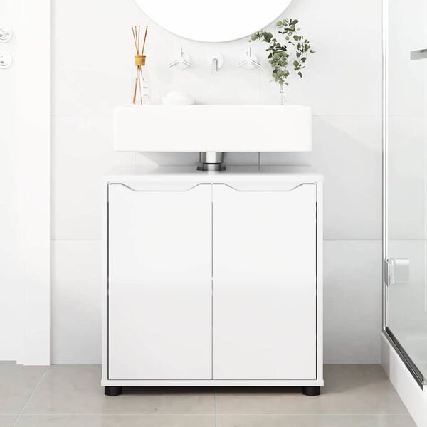 vidaXL Mobile per lavabo da bagno Bianco Lucido 60 x 30 x 60 cm