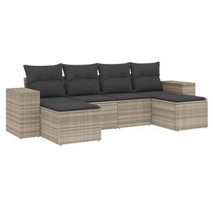 vidaXL Set Divano da Giardino 6pz con Cuscini Grigio Chiaro Polyrattan