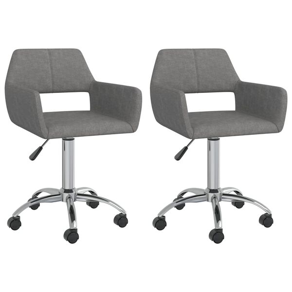 vidaXL Sedie da Pranzo Girevoli 2 pz Grigio Chiaro in Tessuto