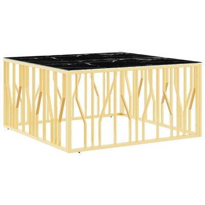 vidaXL Tavolino da Salotto Oro 100x100x50 cm in Acciaio Inox e Vetro