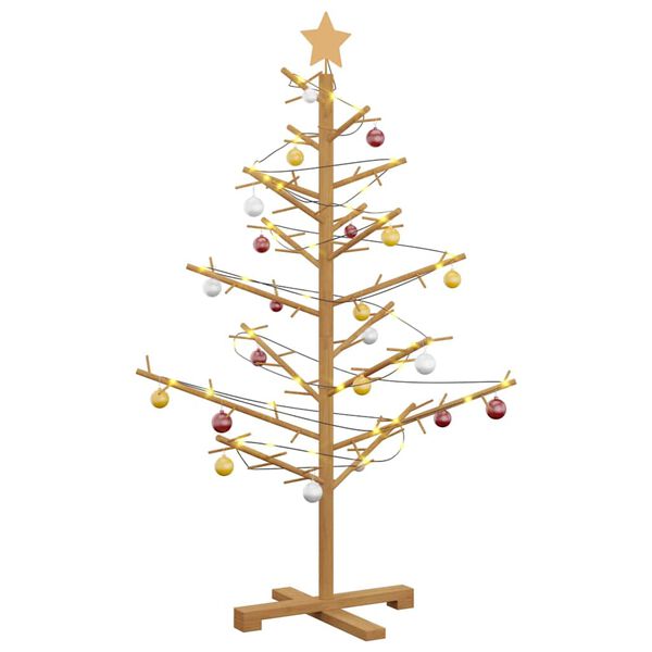 vidaXL Albero di Natale in legno Marrone 125 cm Legno di pino massello