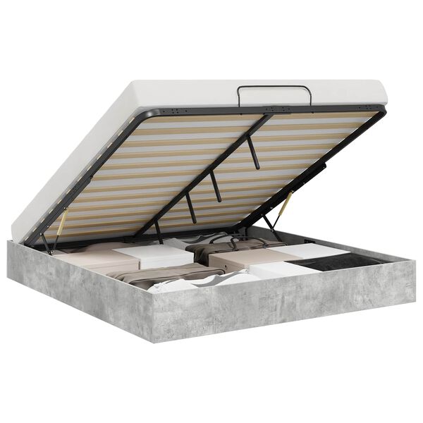 vidaXL Letto ottomano Grigio Cemento 160 x 200 cm Legno ingegnerizzato