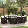 vidaXL Set da Pranzo per Giardino 9 pcs Marrone polyrattan