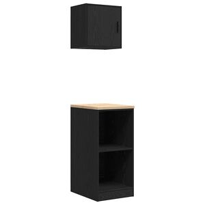 vidaXL Armadi da Garage 2 pz Neri in Legno Multistrato