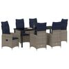 vidaXL Set da Pranzo per Giardino con cuscino 7 pcs Nero Poly Rattan