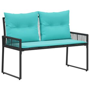 vidaXL Panchina da esterno 4 pcs Nero e Turchese polyrattan