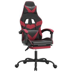 vidaXL Sedia Gaming Girevole Poggiapiedi Nero e Rosso Vino Similpelle