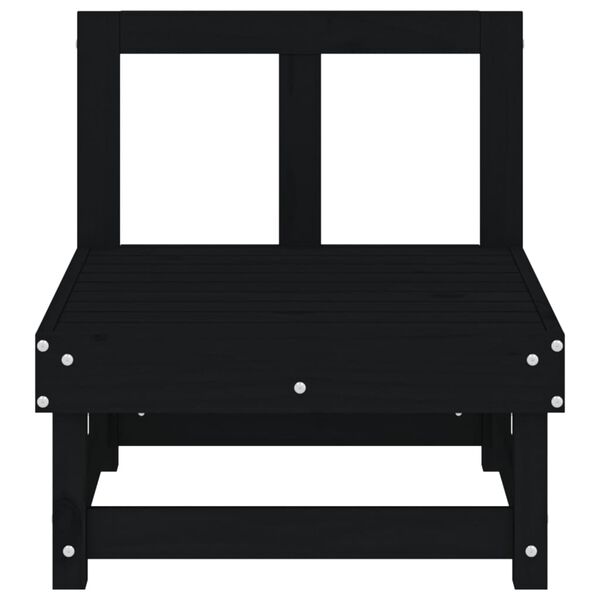 vidaXL Divani Centrali da Giardino 2 pz Neri in Legno Massello di Pino