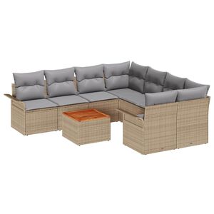 vidaXL Set Divano da Giardino 9 pcs Beige e Grigio Chiaro polyrattan