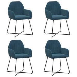 vidaXL Sedie da pranzo 4 pcs Velluto Blu 55 x 50 x 84 cm