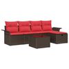 vidaXL Set Divano da Giardino con cuscino 6 pcs Poly Rattan