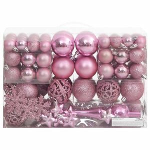 vidaXL Set Palline di Natale 111 pz Rosa in Polistirene