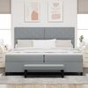 vidaXL Letto a molle con materasso Grigio chiaro 200 x 200 cm Tessuto