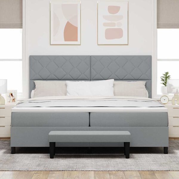 vidaXL Letto a molle con materasso Grigio chiaro 200 x 200 cm Tessuto