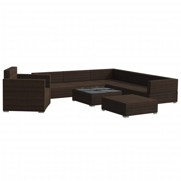 vidaXL Set Divani da Giardino 8 pz con Cuscini in Polyrattan Marrone
