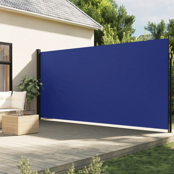 vidaXL Tenda da Sole Laterale Retrattile Blu 220x600 cm