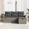 vidaXL Set Divano da Giardino con cuscino 4 pcs Grigio polyrattan
