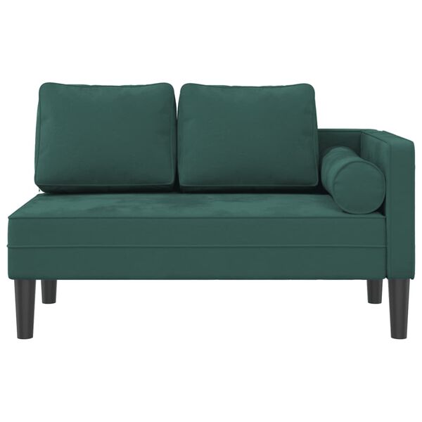 vidaXL Chaise Longue con Cuscini Verde Scuro in Velluto