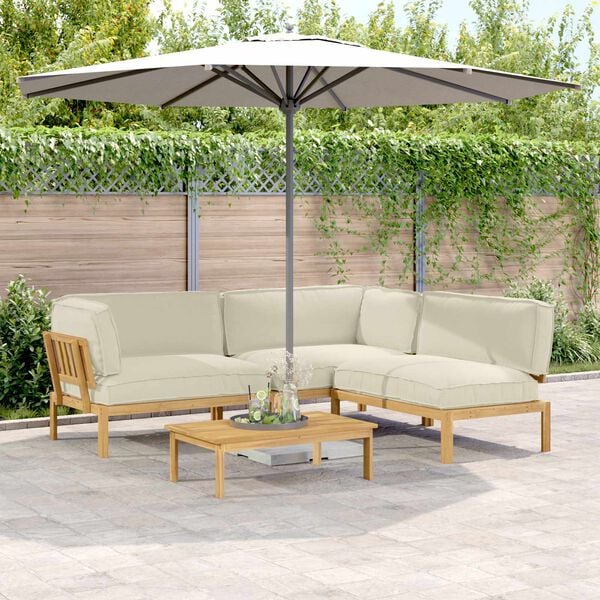 vidaXL Set di divani con cuscino 4 pcs Crema Legno di Acacia Massello