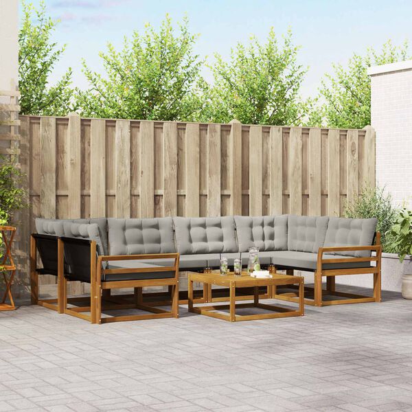 vidaXL Set di divani da esterno 7 pcs Grigio Naturale e Chiaro