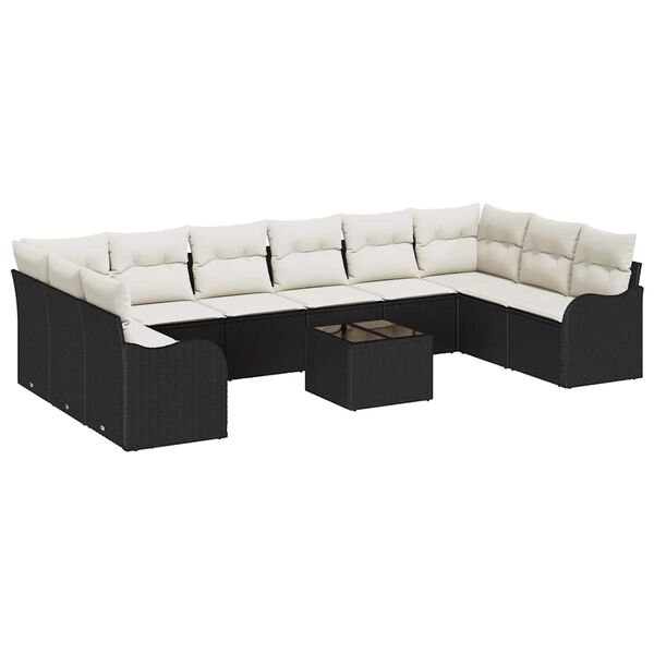 vidaXL Set Divano da Giardino Nero polyrattan