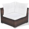 vidaXL Set Divani da Giardino 5 pz con Cuscini in Polyrattan Marrone
