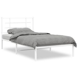 vidaXL Giroletto con Testiera Metallo Bianco 100x190 cm