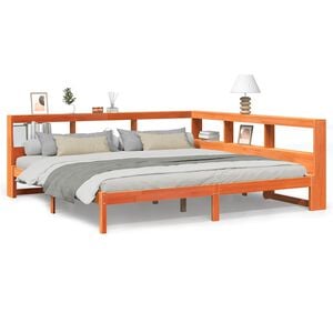 vidaXL Letto Libreria senza Materasso Marrone Cera 200x200 cm in Pino