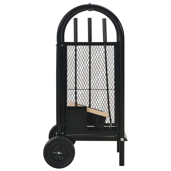 vidaXL Carrello per Legna da Ardere Nero 30x35x81 cm Acciaio