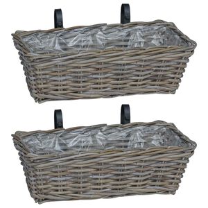 vidaXL Cestino Appendibile per Piante 2 pcs Grigio 48 x 22 x 15 cm
