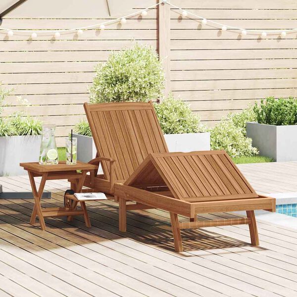 vidaXL Lettino prendisole 1-persona 2 pcs Marrone Legno di teak solido