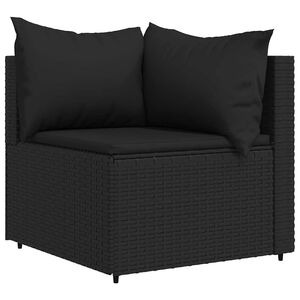 vidaXL Divano Angolare da Giardino con Cuscini in Polyrattan Nero