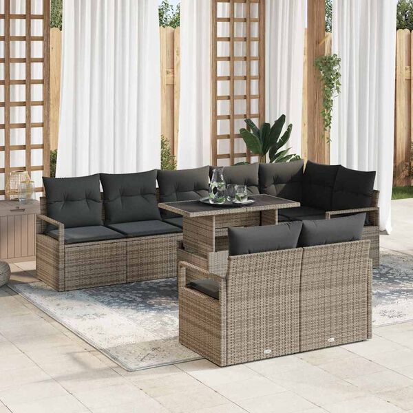 vidaXL Set Divano da Giardino 9 pcs Grigio Poly Rattan