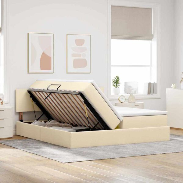 vidaXL Letto con Contenitore Crema 200 x 200 cm Pelle Sintetica