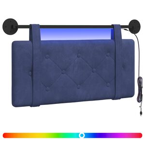 vidaXL Testiera sospesa Con luce LED Blu Polizia Velluto