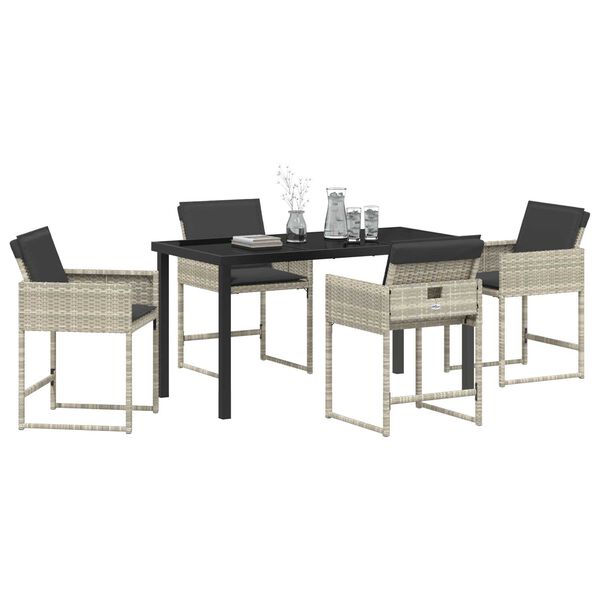 vidaXL Set da Pranzo per Giardino 5 pcs Grigio chiaro polyrattan