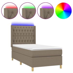 vidaXL Letto a Molle con Materasso e LED Tortora 80x200 cm in Tessuto