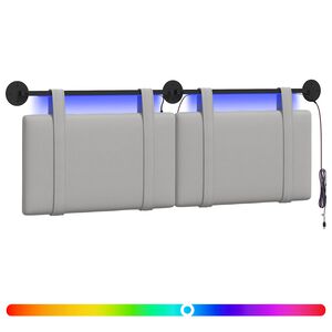 vidaXL Testiera sospesa Con luce LED Grigio Nuvola Tessuto