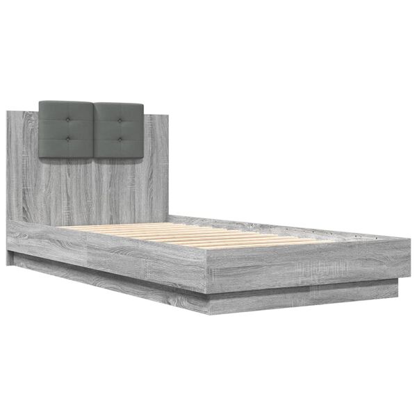 vidaXL Giroletto con Testiera Grigio Sonoma 75x190cm Legno Multistrato
