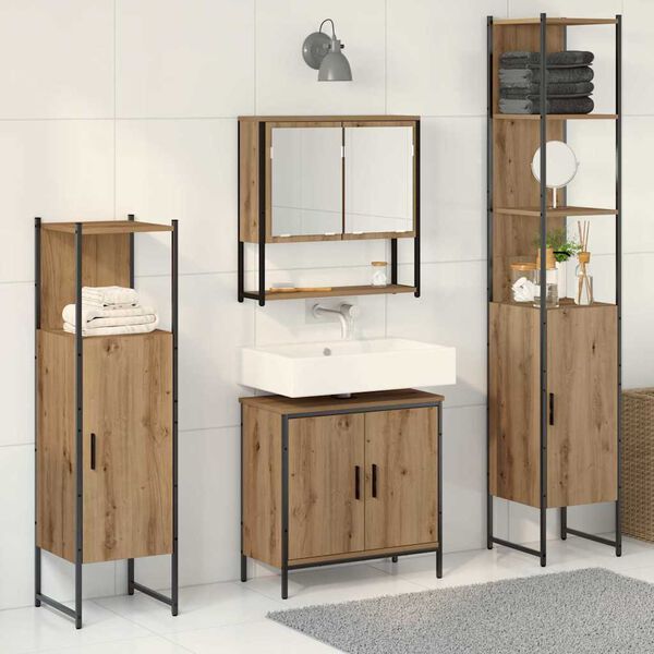 vidaXL Set di mobili per il bagno 4 pcs Marrone Legno multistrato