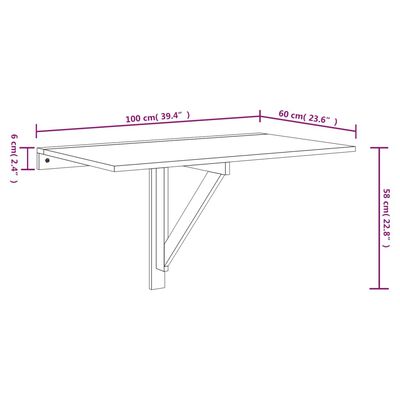 vidaXL Tavolino Parete Pieghevole Rovere Fumo 100x60x56 cm Multistrato