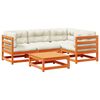 vidaXL Set Divani Giardino 5pz con Cuscini Marrone Cera Massello Pino