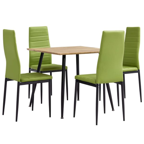 vidaXL Set da Pranzo 5 pz in Similpelle Lime Verde