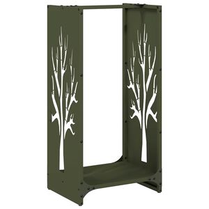 vidaXL Rastrelliera per Legna da Ardere Verde Oliva 40x30x80 cm